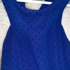 Blue and black polka dot summer dress